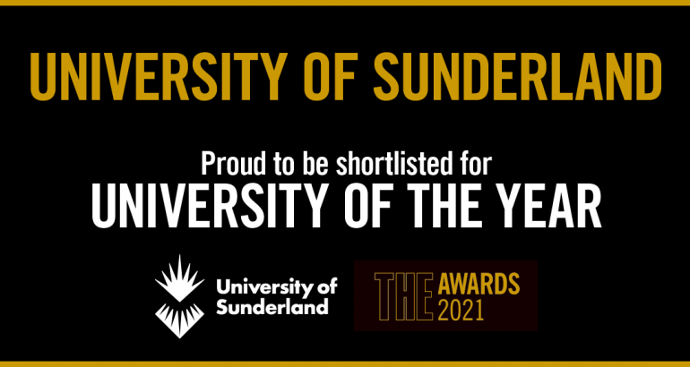 University of Sunderland is shortlisted as University of the Year by THE Awards 2021