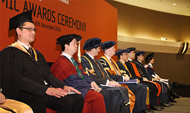 Guests on stage for University of Sunderland in Hong Kong's graduation ceremony 2019