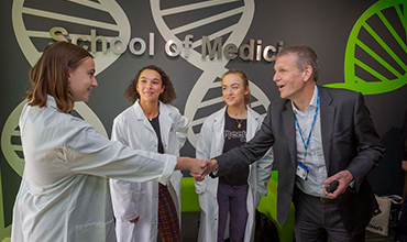 Pro VIce-Chancellor Prof John McIntyre meeting with University of Sunderland's medical school students