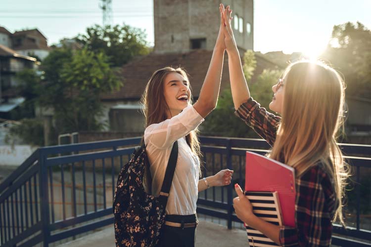 Students celebrate in the campus