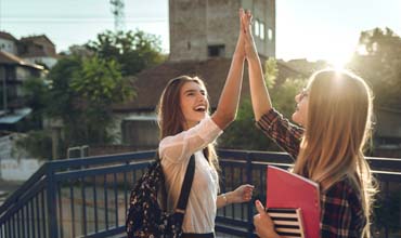 Students celebrate in the campus