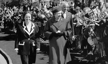 The Queen in Sunderland in 1993 with the University's first Vice-Chancellor Dr Anne Wright
