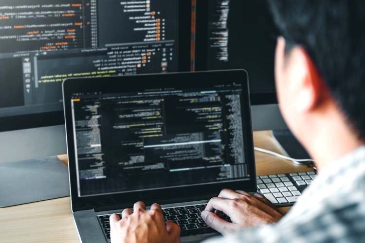 eam of development programmers develop website design and coding technology working in software company office.