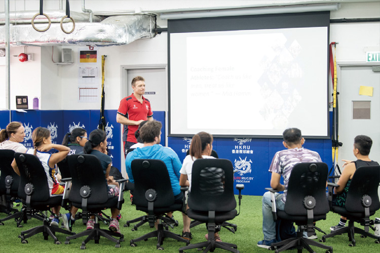 A group of sport students having lessons.