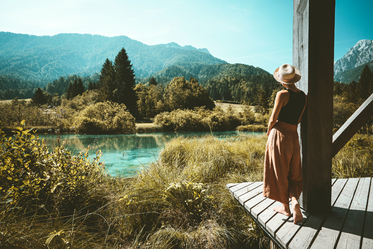 Women enjoy the freedom of nature outdoors.